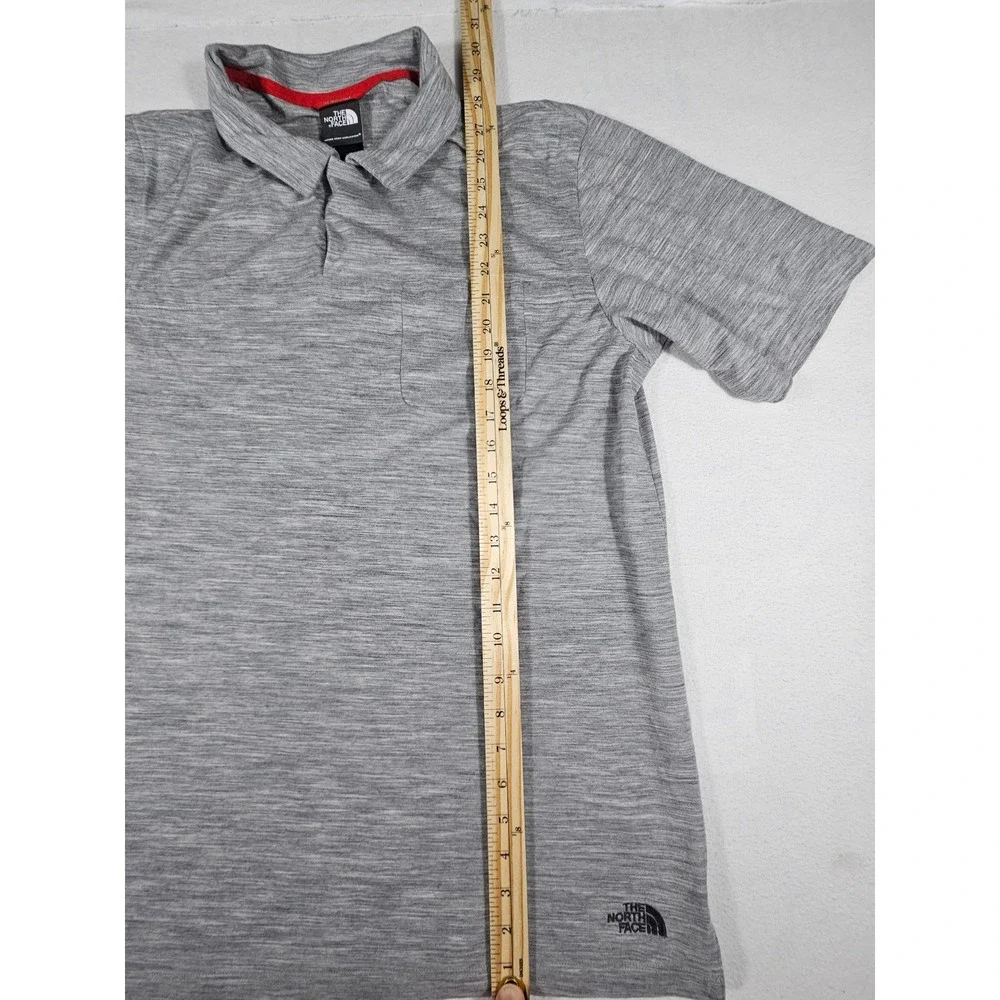 The North Face Mens Merino Wool Blend Polo Shirt Grey Short Sleeve ARNX Large‎ - Picture 5 of 10